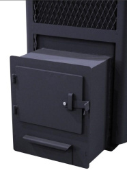 Стальная печь-камин банная "Копеечка" с ВТК (сетка высечка)