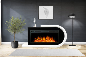 Каминокомплект Basel 60 R - Белый с черным с очагом Vision 60 LED