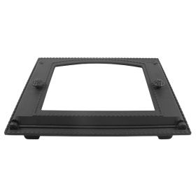 ДК-2ВС Чугунная каминная дверка окрашенная со стеклом 435х332х92