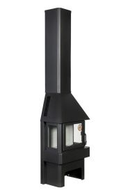 Печь-камин Бавария три стекла черный