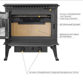 Чугунная печь-камин Везувий RICH-15 Антрацит Чугунная печь-камин Везувий RICH-15 Антрацит