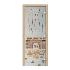 Стеклянная дверь для бани и сауны 1900х700 Банька сатин