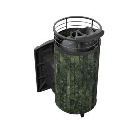 Чугунная банная печь Атмосфера XL Змеевик ламель+сетка с газовой горелкой