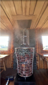 Чугунная банная печь Атмосфера V сетка нержавейка