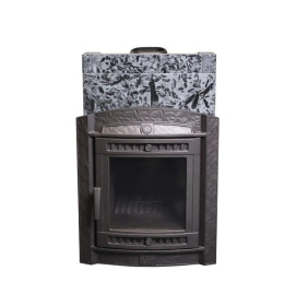 Чугунная банная печь Атмосфера L в облицовке «Пироксенит Элит»
