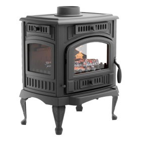 Чугунная печь-камин отопительная ПМЧ-13С, с патиной