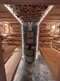 Чугунная банная печь Атмосфера XL сетка нержавейка