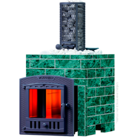 Чугунная банная печь Искандер 25 (П2) Pro Оптима 680/40 Змеевик