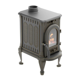 Чугунная печь-камин отопительная ПМЧ-6С, с патиной