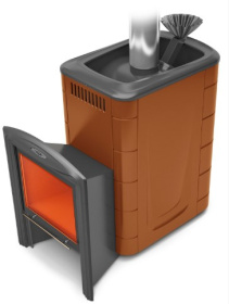 Банная печь Гейзер 2014 Inox Витра ЗК терракота