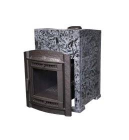 Чугунная банная печь Атмосфера L в облицовке «Пироксенит Элит»
