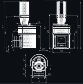 Чугунная банная печь AVANGARD ЗК 25 (М) Pro Ураган в круглой сетке
