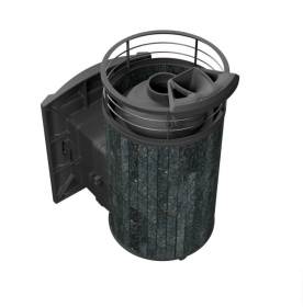 Чугунная банная печь Атмосфера L Пироксенит ламель+сетка с газовой горелкой