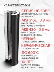 Сэндвич L 1000мм (AISI 304/0,8+430/эмаль/600 черная + керамика) Ф115х200