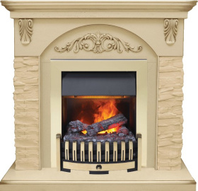 Каминокомплект Bern Сланец крупный бежевый / Алебастр темная патина с очагом Danville Brass FB2