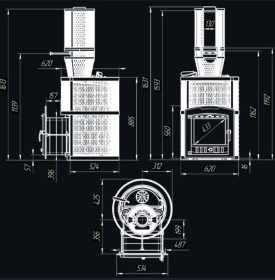 Чугунная банная печь AVANGARD ЗК 35 (П2) Pro Ураган в круглой сетке