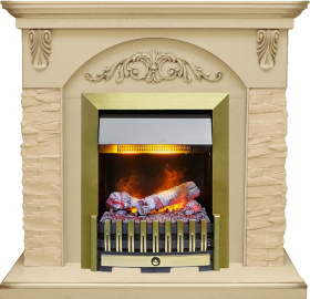 Каминокомплект Bern Сланец крупный бежевый / Алебастр темная патина с очагом Danville Antique Brass FB2