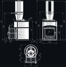 Чугунная банная печь AVANGARD ЗК 25 (П2) Pro Ураган в круглой сетке