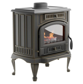 Чугунная печь-камин отопительная ПМЧ-12С, с патиной