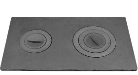 П2-3 Чугунная плита цельная с двумя отверстиями для конфорок 710х410х20