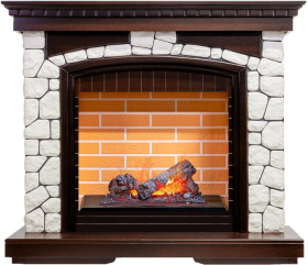 Каминокомплект Glasgow - Темный дуб/Белый (Высота 1080 мм) с очагом Cassette 400 NH