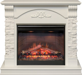 Каминокомплект Prague - Белый /Сланец белый с очагом Symphony 26'' DF2608-INT