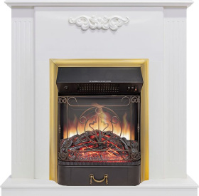 Каминокомплект Capri - Белое дерево делюкс с очагом Majestic FX M Brass